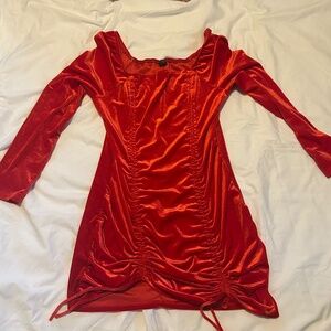 Wild Fable Shiny Velvet Ruched Long Sleeved Square Neck Mini Dress / XXL